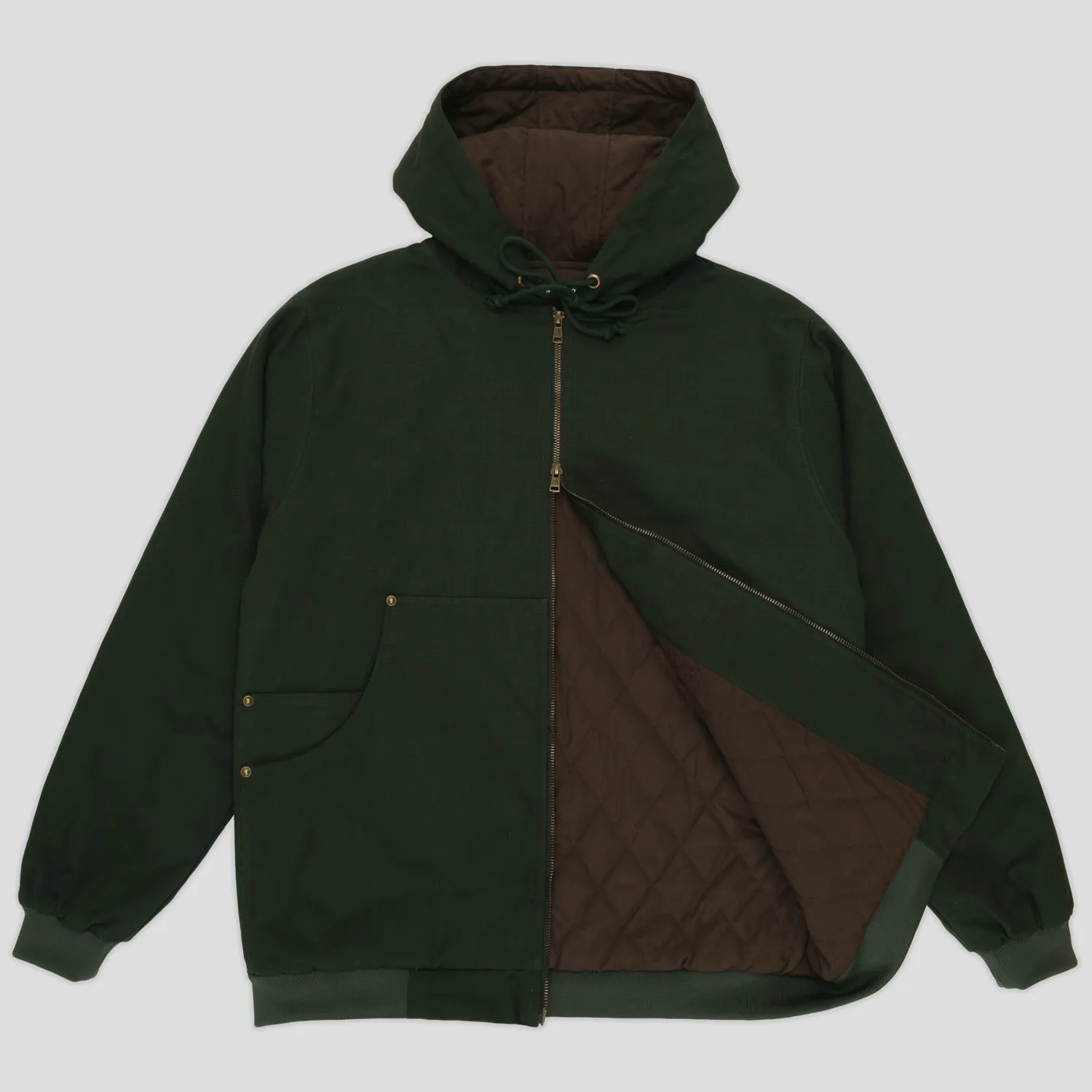 Pass~Port Diggers Club Ripstop Zip Hood - Dark Green Smart Casual goes with high heels