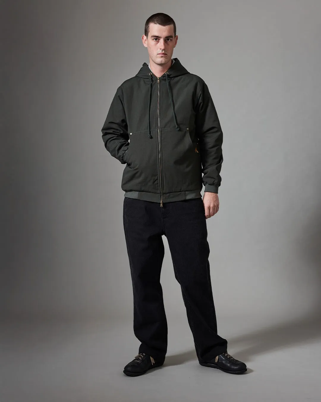 Pass~Port Diggers Club Ripstop Zip Hood - Dark Green Corduroy