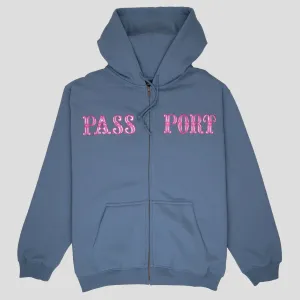 Elastic Pass~Port Glint Zip Hoodie - Washed Out Blue