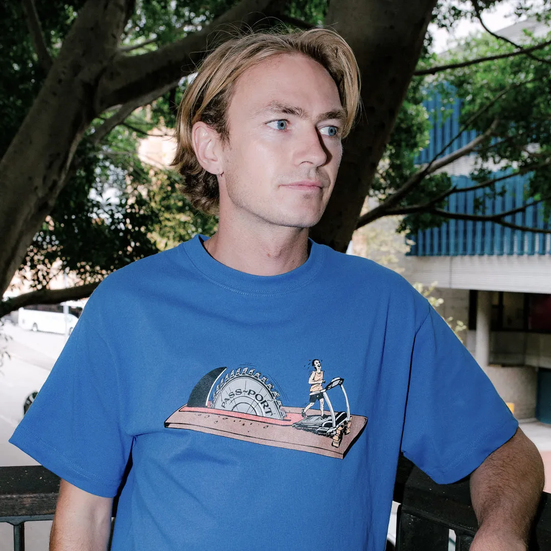 Relaxed Design Pass~Port Keep Running Tee - Washed Royal Blue