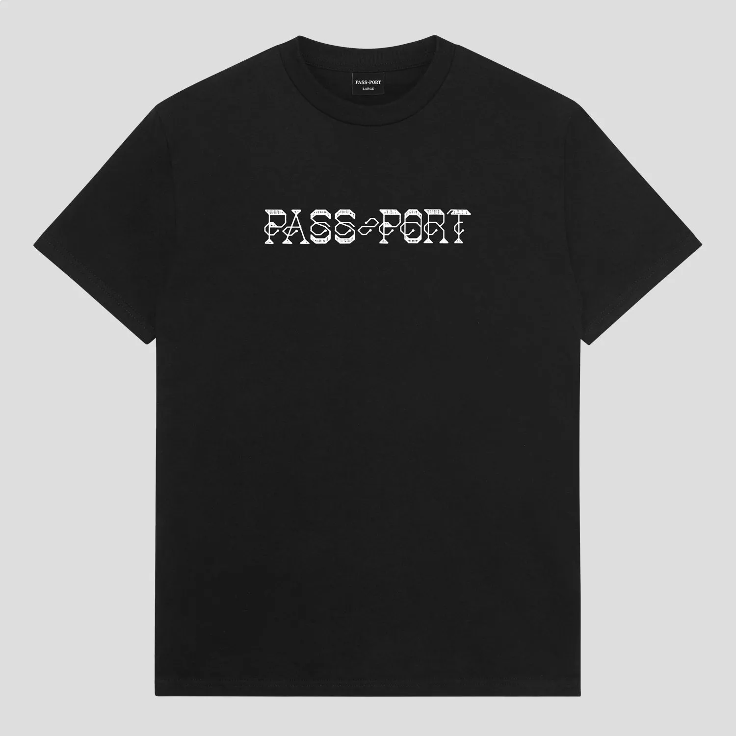 Pass~Port Needlework Tee - Black Soft Layering Tagless Neckline