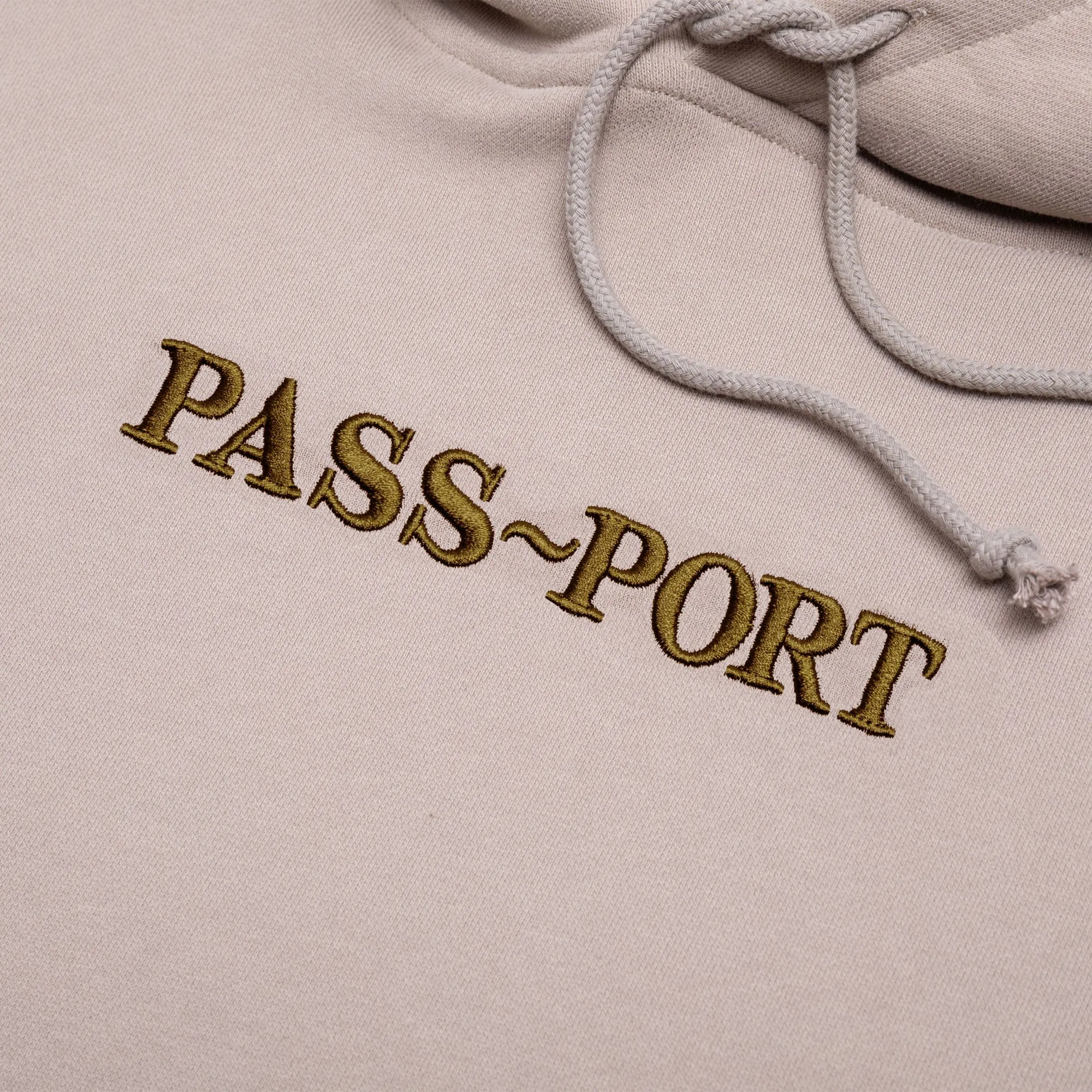 Pass~Port Official Contrast Organic Hoodie - Khaki Zip-up Comfortable Hoodie