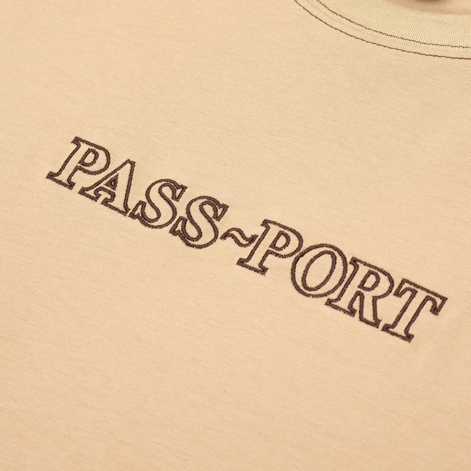 Embroidered Details Pass~Port Official Organic Cotton Tee - Sand