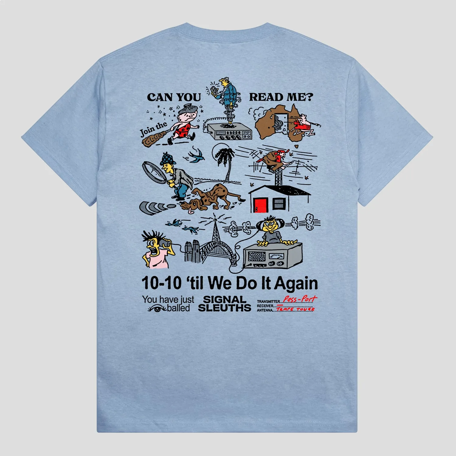 cotton material Casual Comfort Look Pass~Port Radio Silence Tee - Stonewash Blue