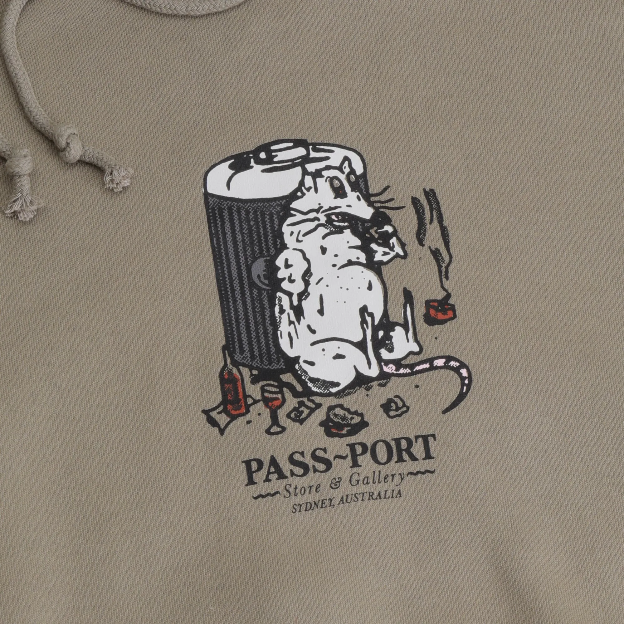 Pass~Port Store & Gallery Exclusive Bin Rat Hoodie - Khaki Fashion Piece product camping suitable functionality