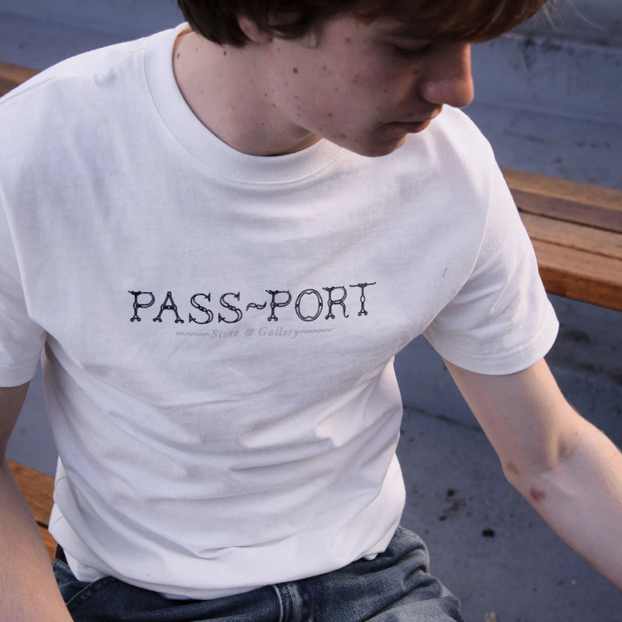 Pass~Port Store & Gallery Exclusive Wired Logo Tee - White Trendy Design