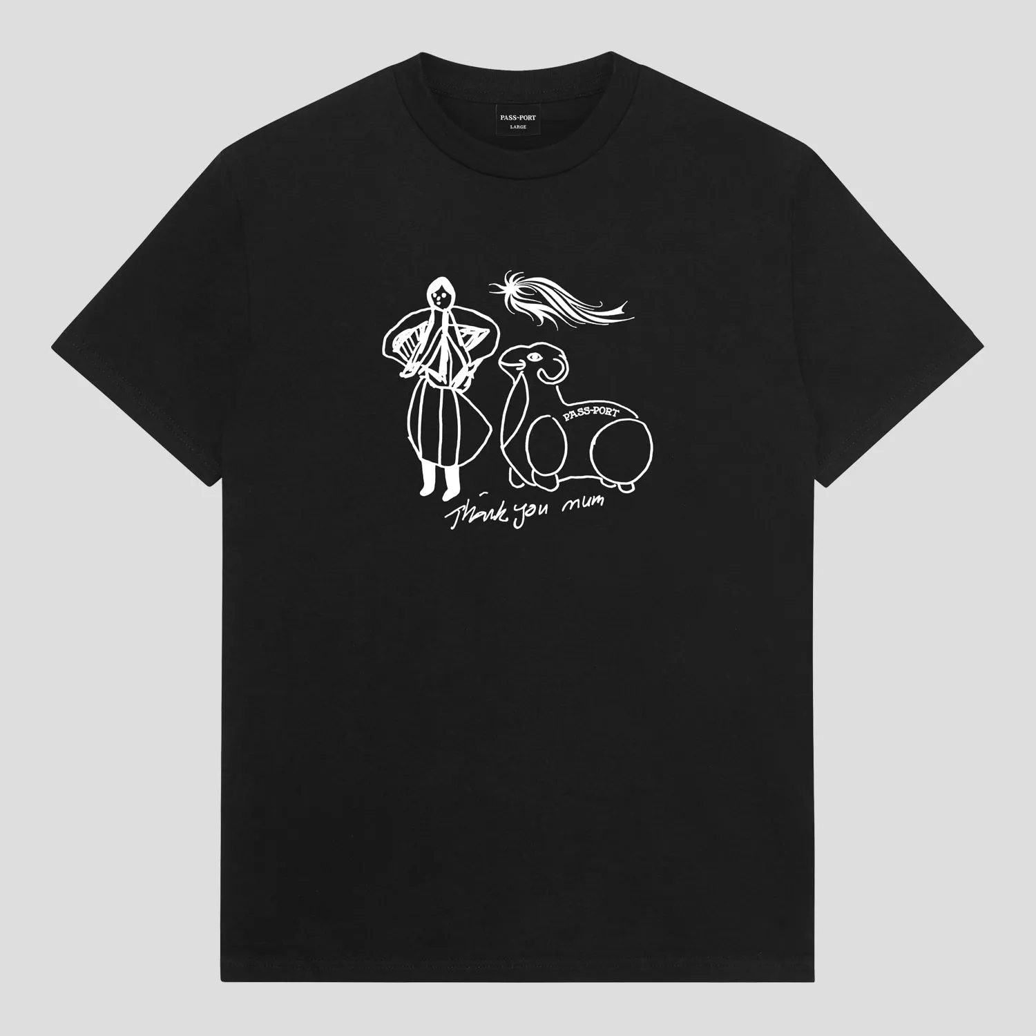 Pass~Port Thank You Mum Tee - Black Printed design Modern Smart