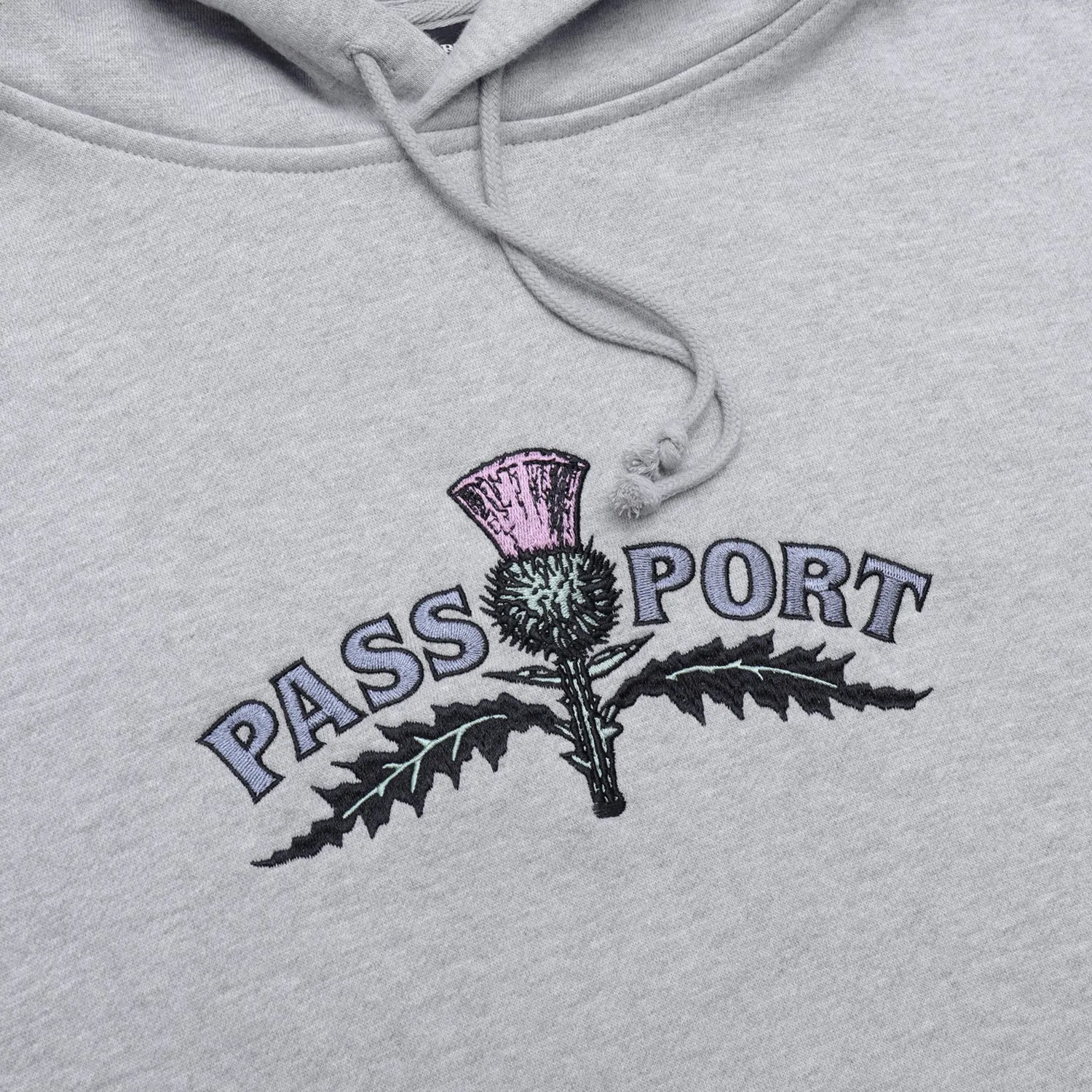 Pass~Port Thistle Embroidery Hoodie - Grey Heather Versatile Top Night Out