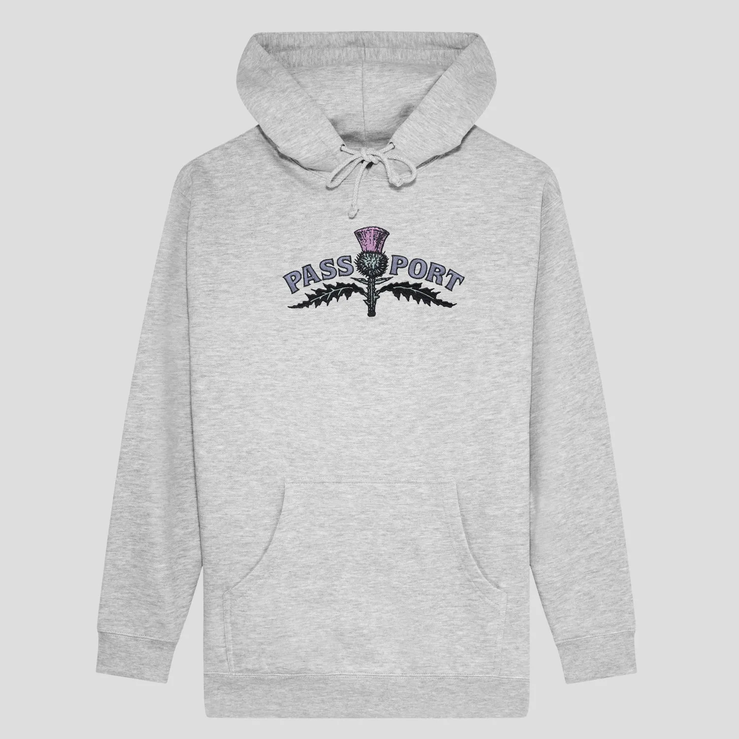 Pass~Port Thistle Embroidery Hoodie - Grey Heather Street Wear