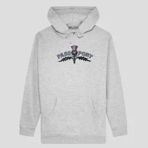 Pass~Port Thistle Embroidery Hoodie - Grey Heather Transitional Piece embroidery accents