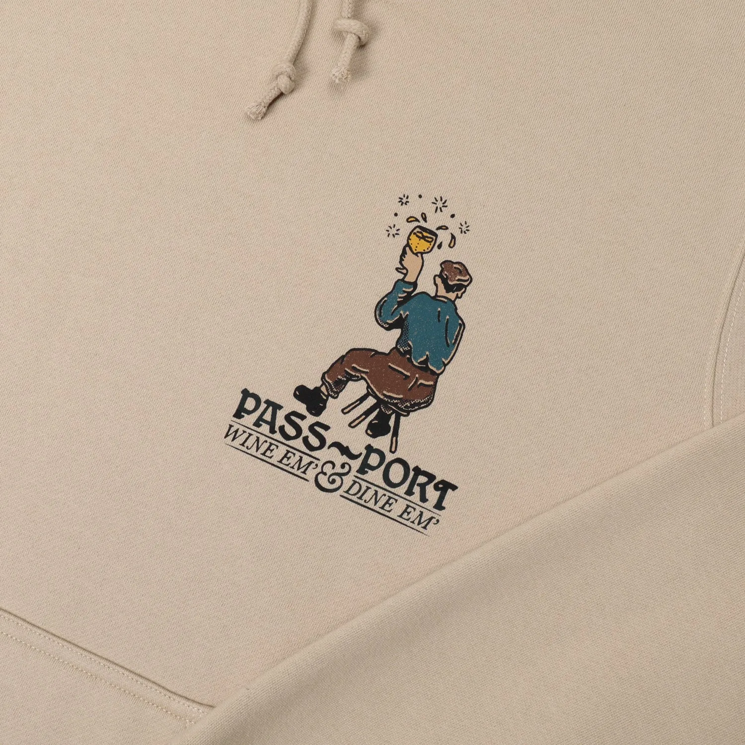 Pass~Port Wine Em' Hoodie - Sand Luxury ironable