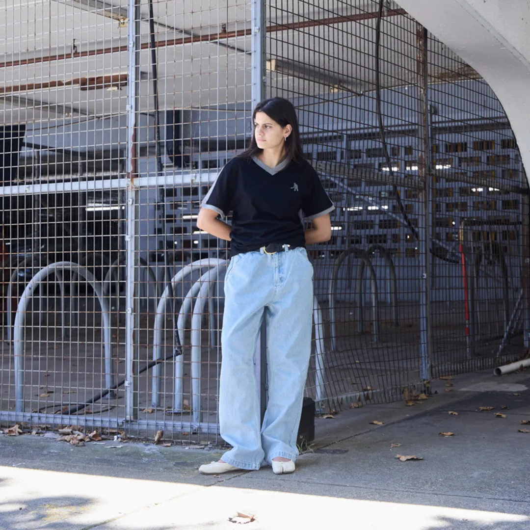 Relaxed Vibe Pass~Port Workers Stripe Organic Cotton Jersey - Black / Grey