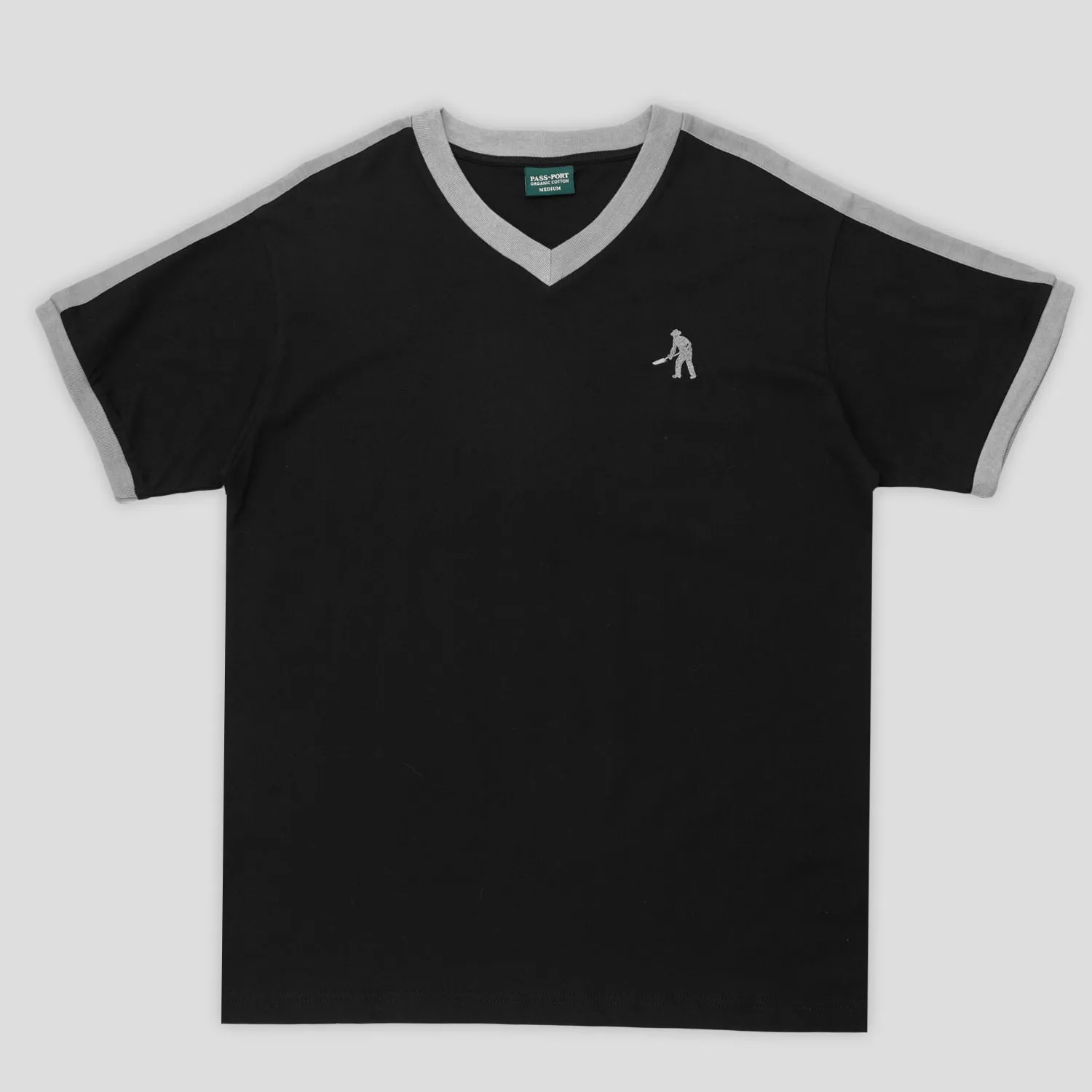 Pass~Port Workers Stripe Organic Cotton Jersey - Black / Grey Fashion Forward