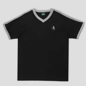 Pass~Port Workers Stripe Organic Cotton Jersey - Black / Grey Fashion Forward