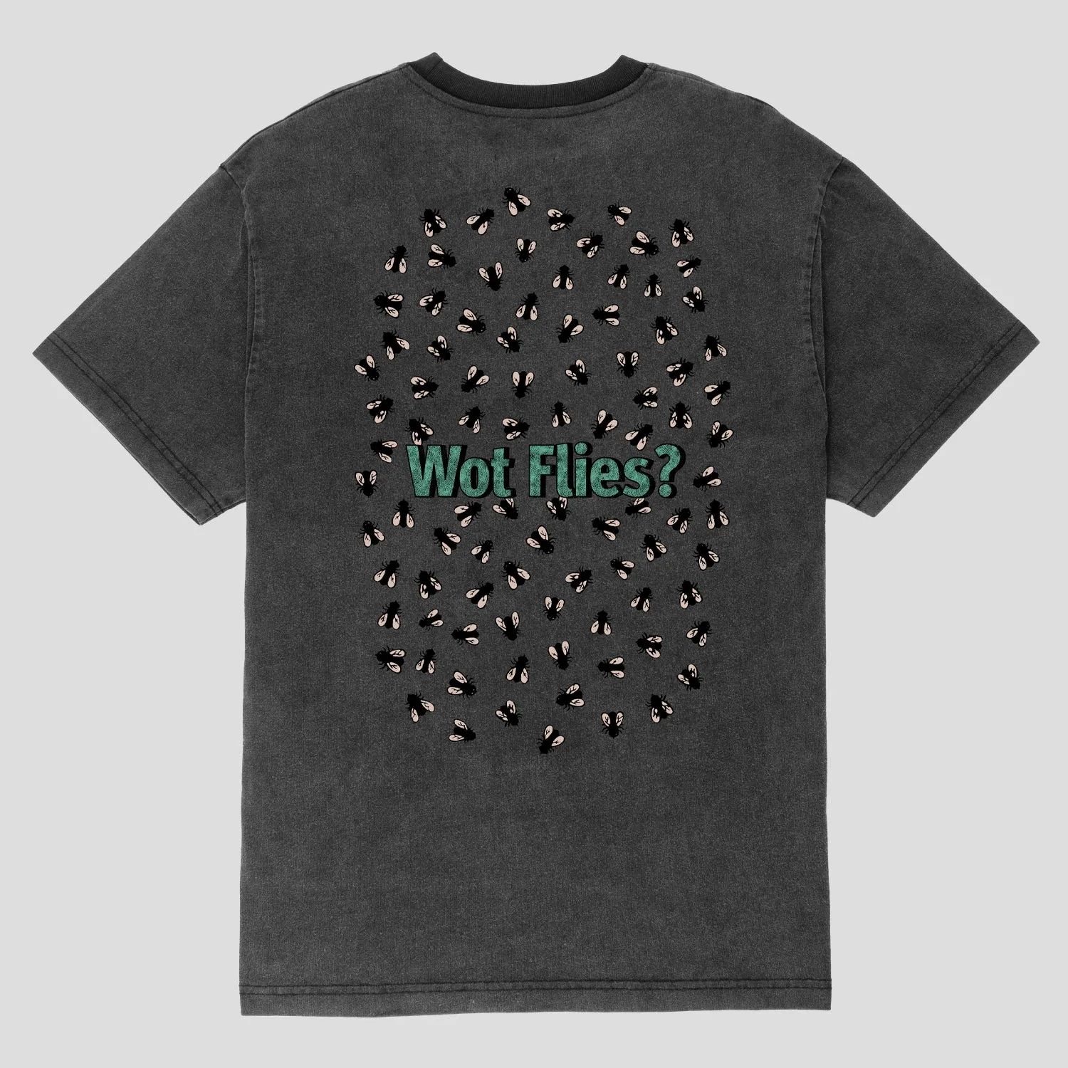 Yoga flexibility Pass~Port Wot Flies Tee - Black Acid