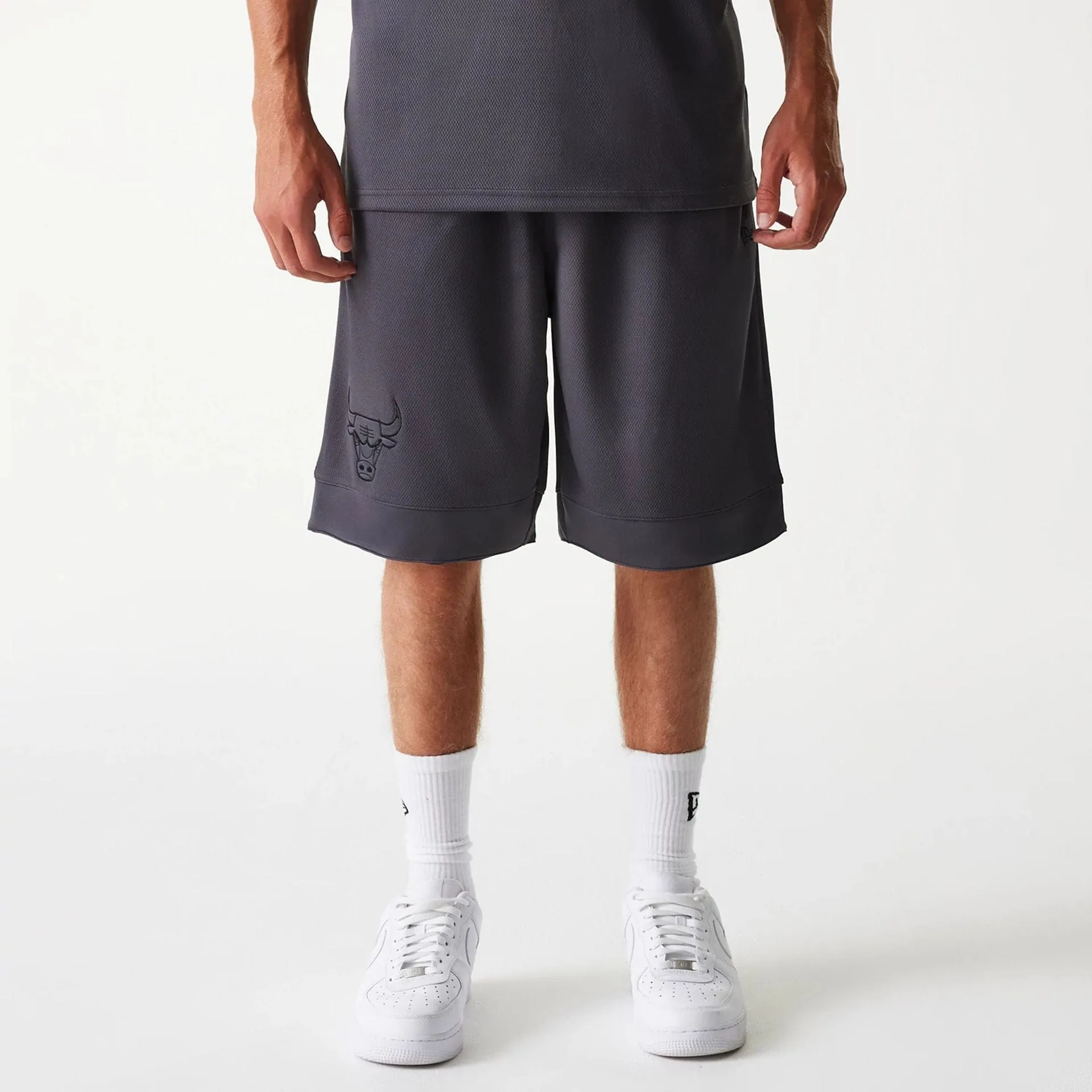 Printed Pattern Flex Wear Chicago Bulls NBA Tonal Dark Grey Mesh Shorts