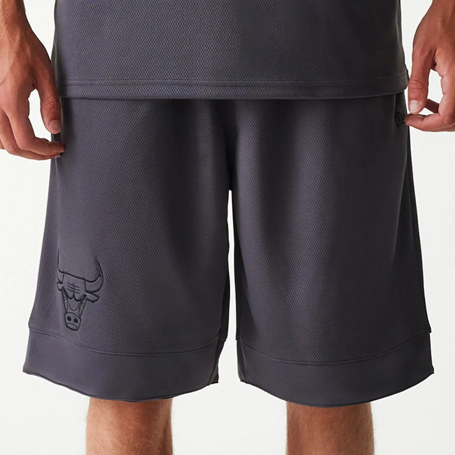 Chicago Bulls NBA Tonal Dark Grey Mesh Shorts Moisture Controlled Lining