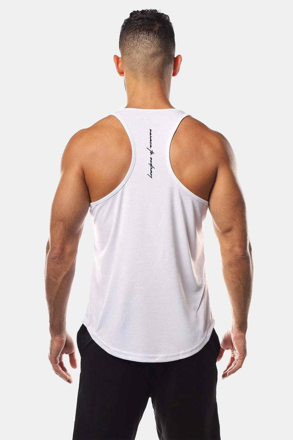 Fast-Dry Bodybuilding Workout Stringer - White Hygienic Lining