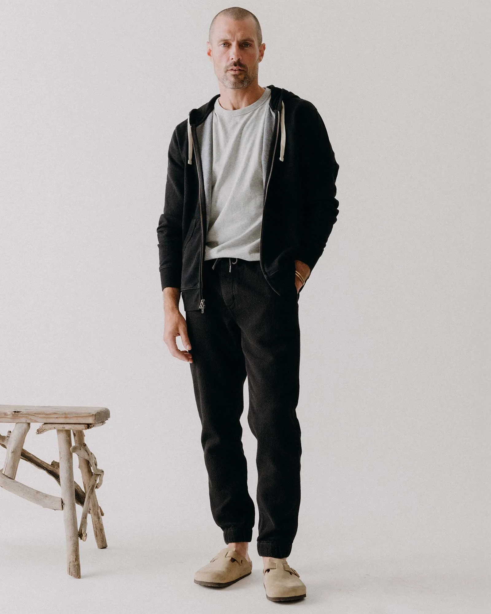 Minimalist Fit Sport Friendly The Apres Pant in Black Indigo Sashiko