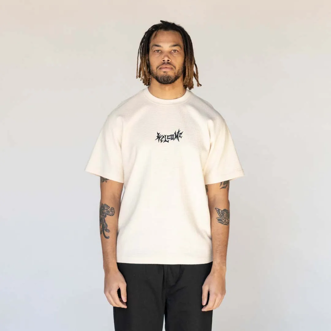 Phantom Embroidered Waffle-Knit Tee - Bone waterproof
