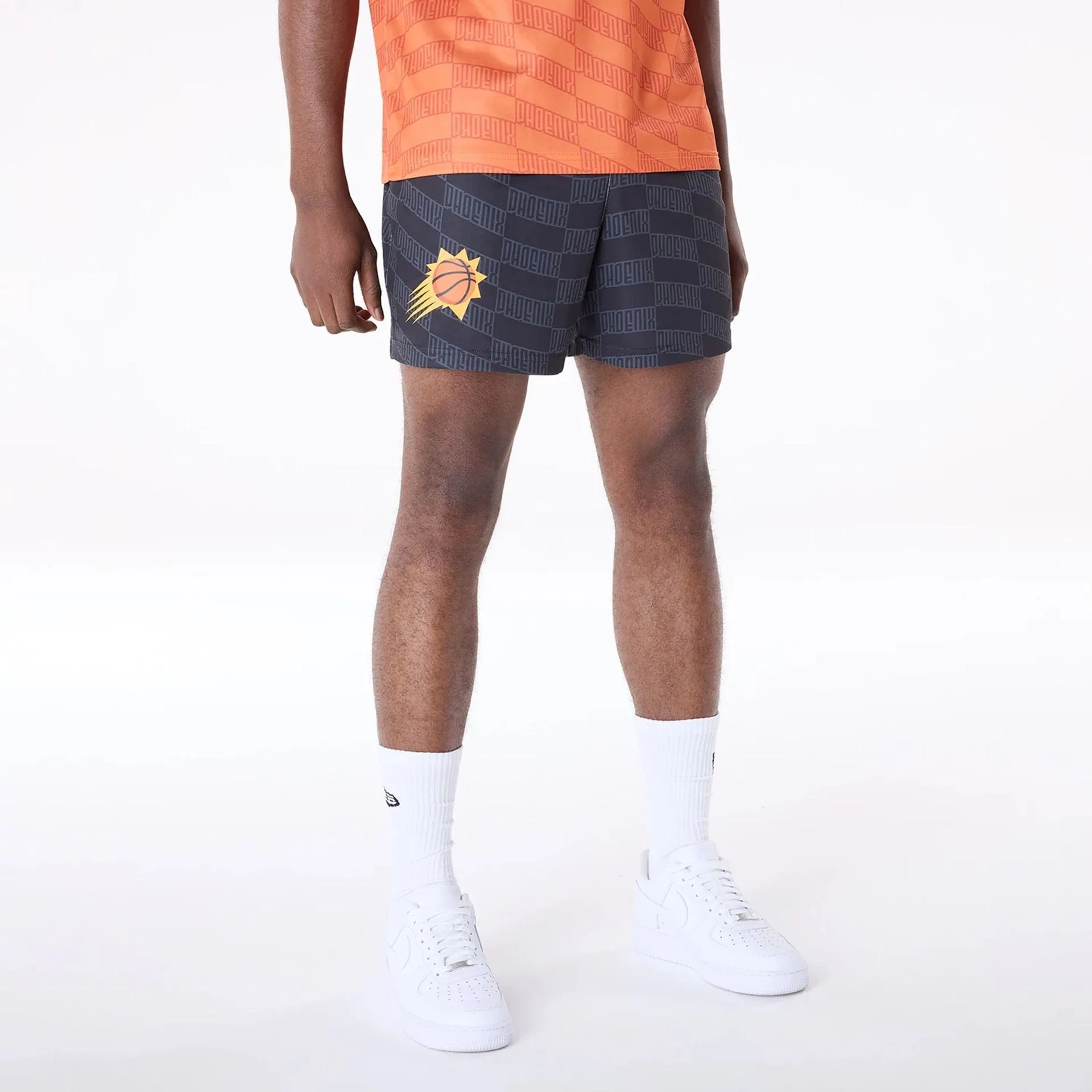 Bootcut style Phoenix Suns NBA All Over Print Graphic Black Shorts