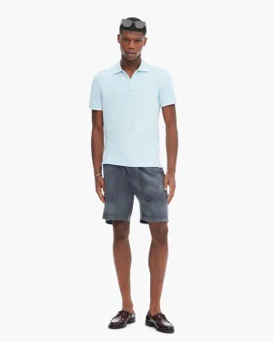 Pique Pigment Wash Short Sleeve Polo with Tipping  - Ocean Blue High-End Finish
