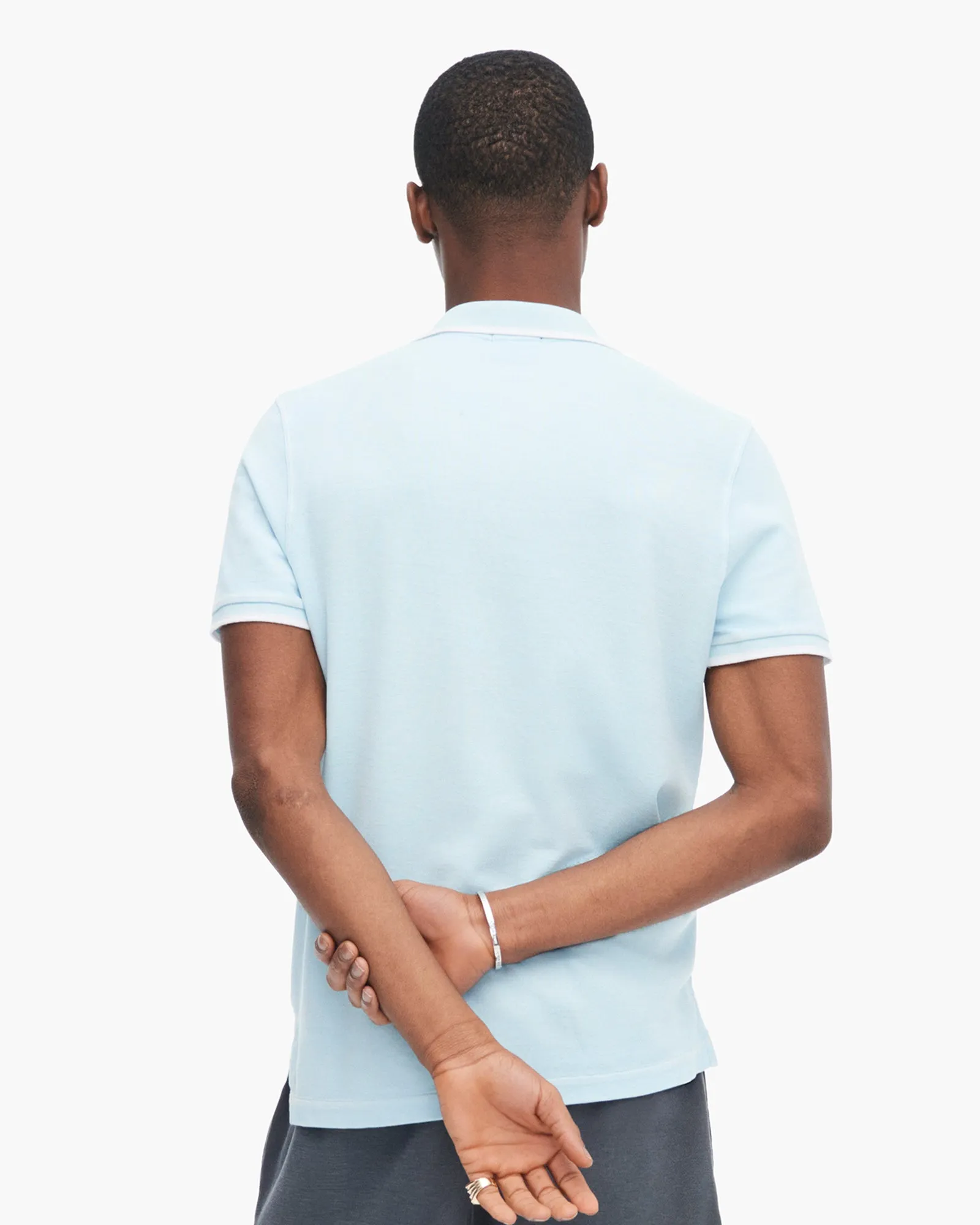 Tagless Labeling Fast Drying Pique Pigment Wash Short Sleeve Polo with Tipping  - Ocean Blue