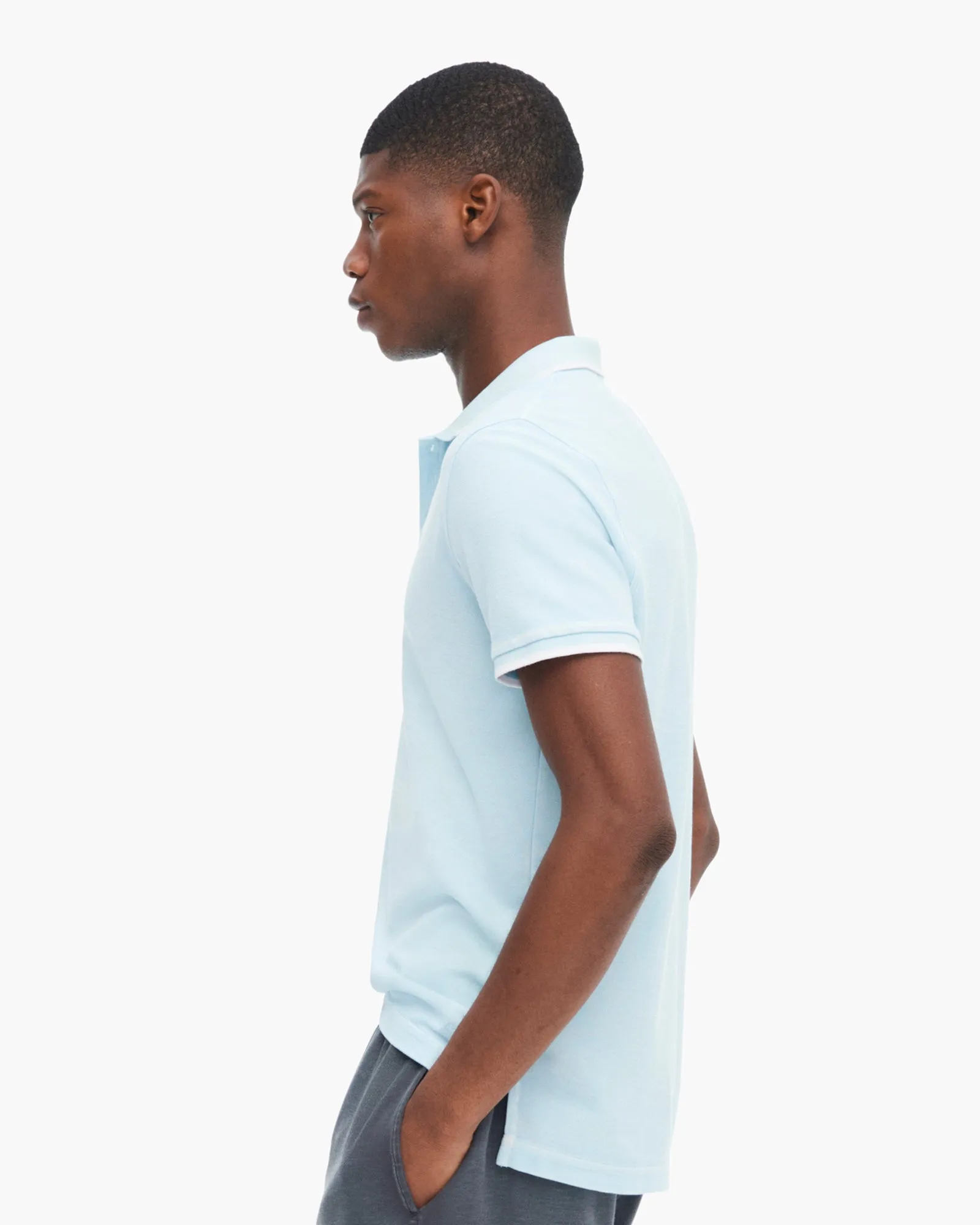 Professional Look Pique Pigment Wash Short Sleeve Polo with Tipping  - Ocean Blue