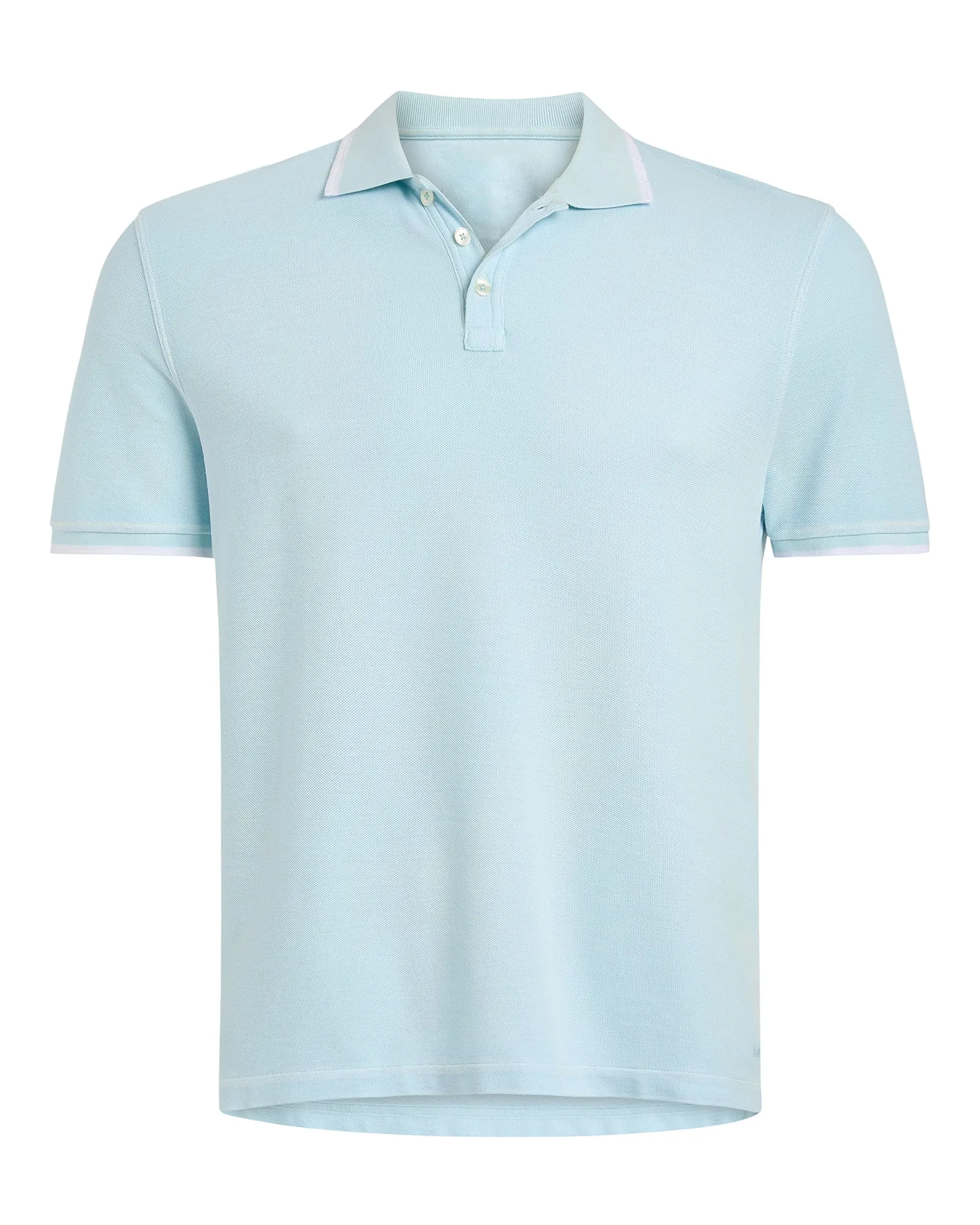 Casual Hangout Pique Pigment Wash Short Sleeve Polo with Tipping  - Ocean Blue