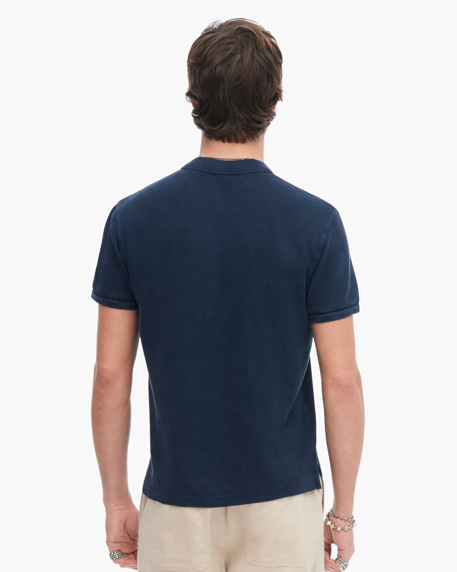 Pique with Sun Bleach Short Sleeve Polo - Dark Navy Anti Pilling Treatment Beach Ready