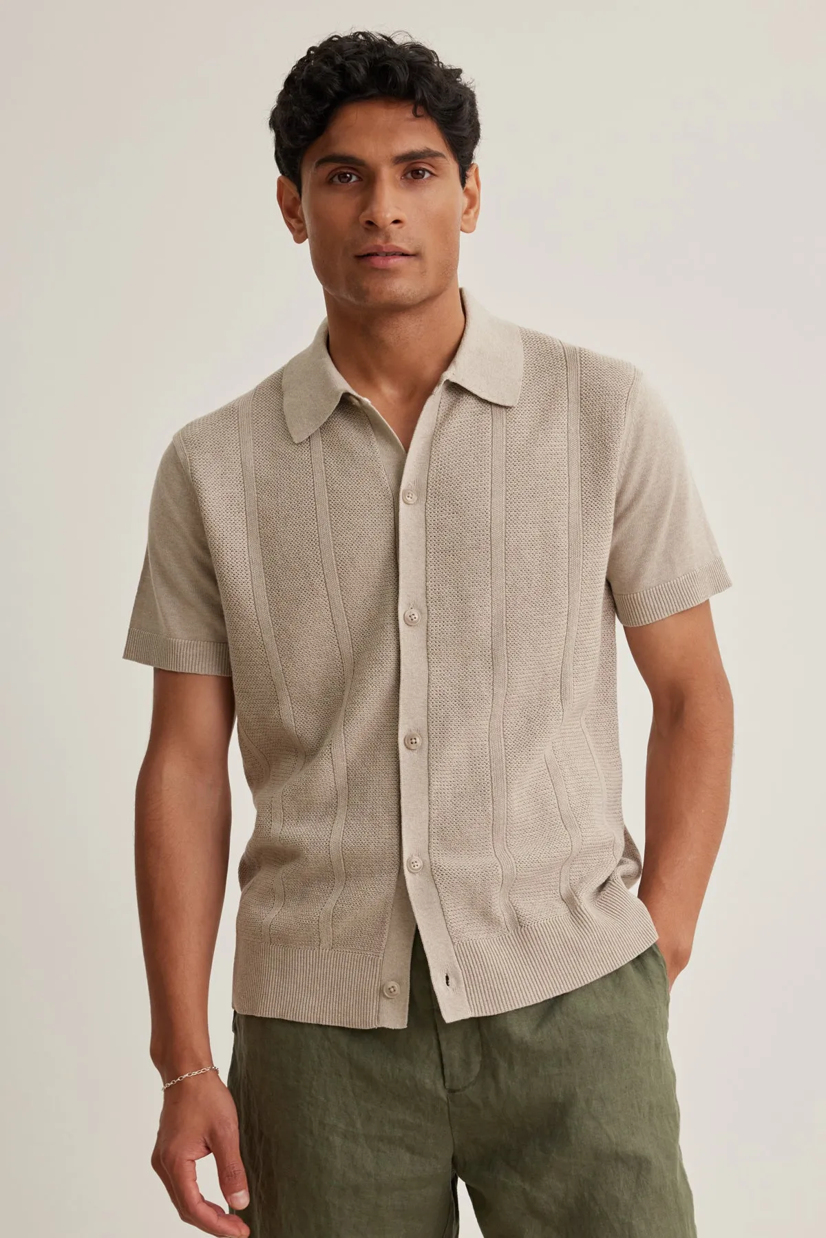 Breathable Layer LORENZO COTTON LINEN SWEATER POLO