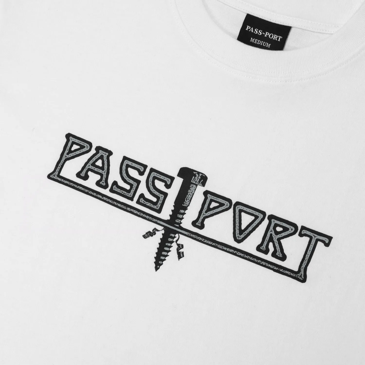 Raw Hem Finish Pass~Port Screwed Tee - White