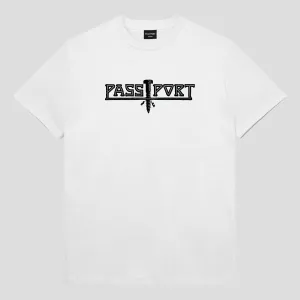 TaglessCollar VintageWashEffect Pass~Port Screwed Tee - White
