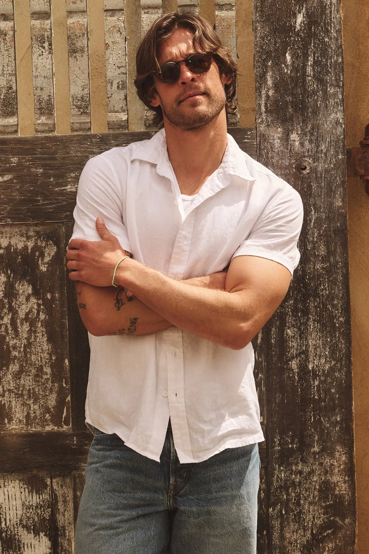 MICAH LINEN BUTTON-UP SHIRT Active Fit Artistic Design