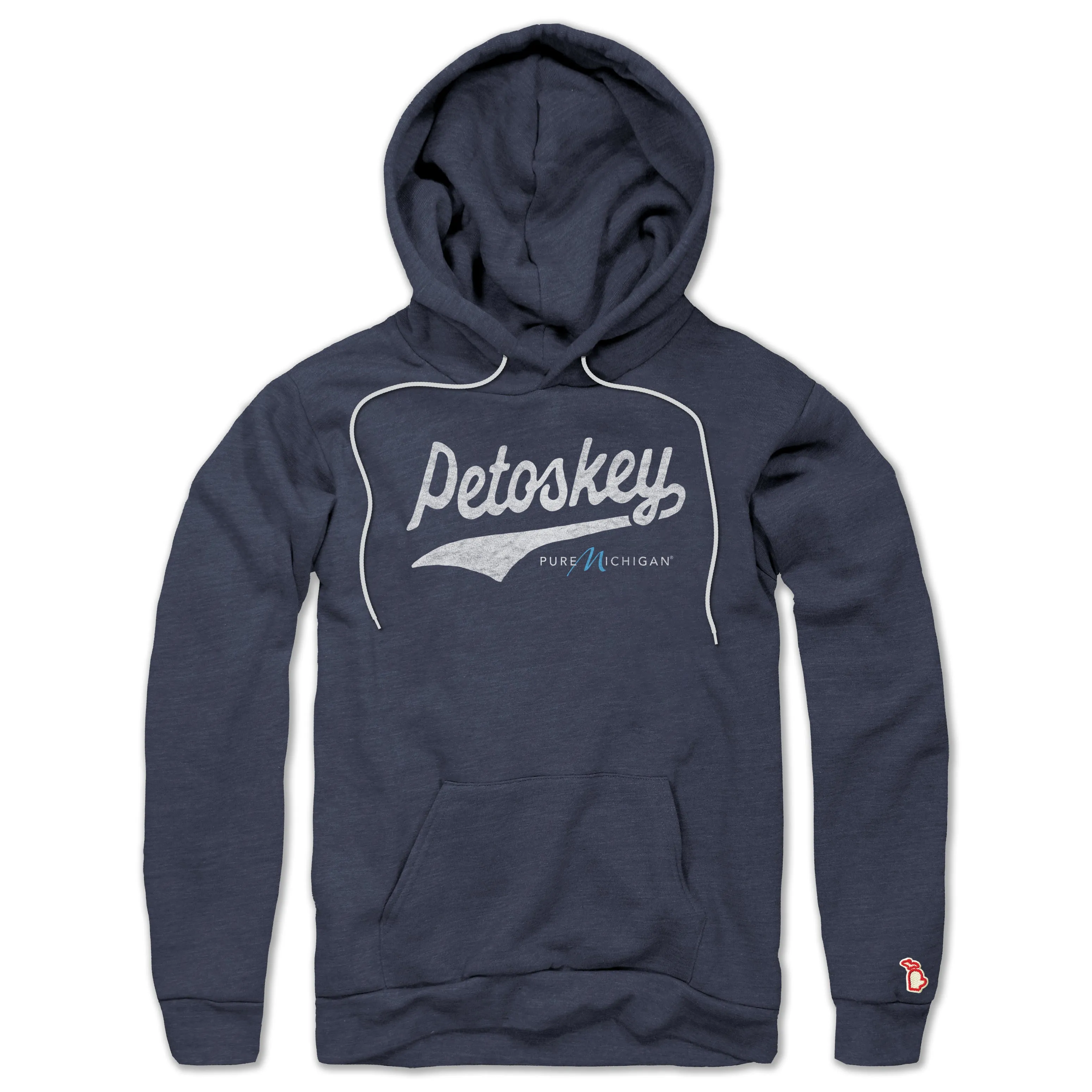 PURE MICHIGAN - PETOSKEY SCRIPT ALL SEASON HOODIE (UNISEX) rhinestone accents Layer Sporty