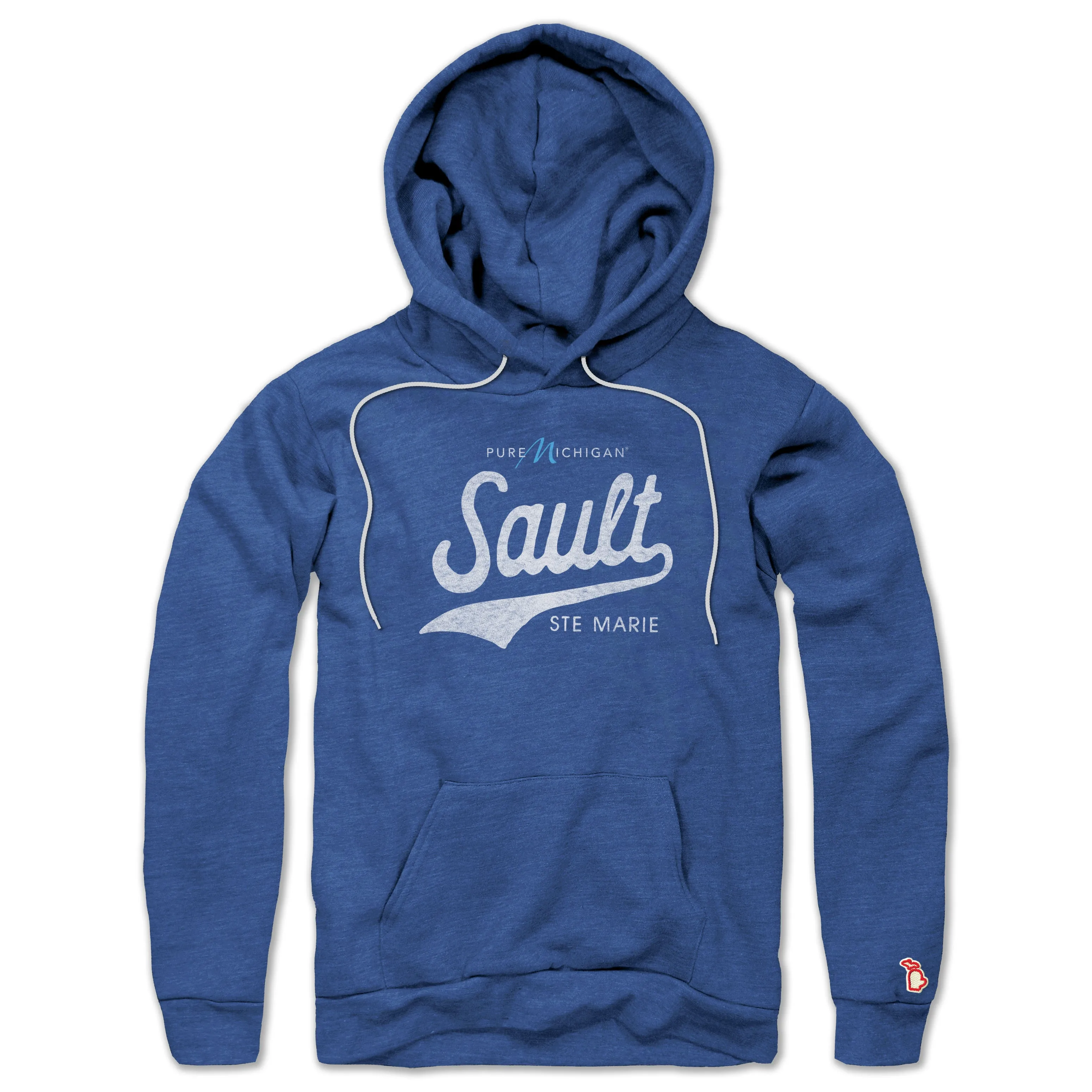 PURE MICHIGAN - SAULT STE. MARIE SCRIPT ALL SEASON HOODIE (UNISEX) dry cleanable product ethnic authenticity