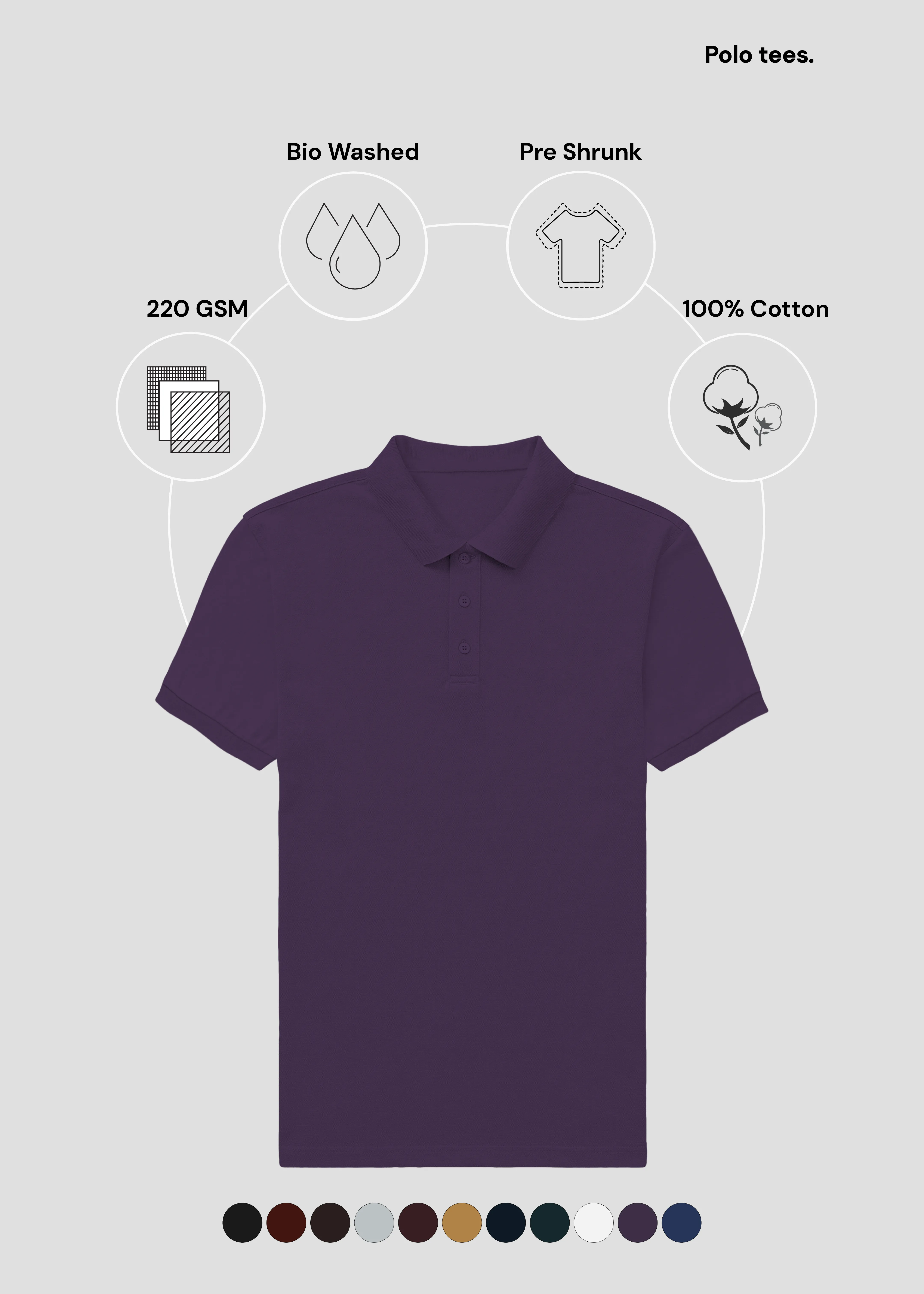 Glossy Texture Purple Men's Polo | MP25