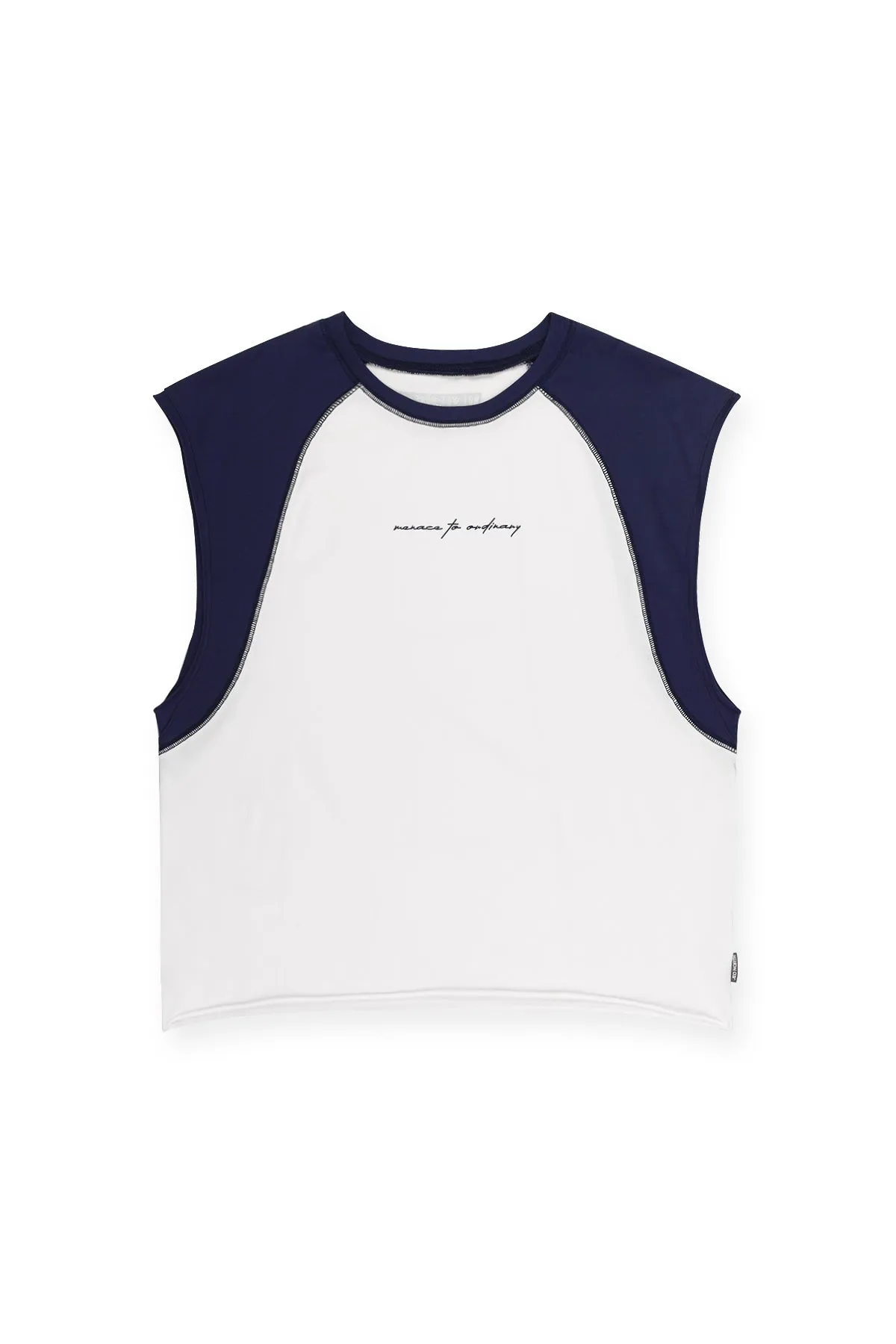 Layered Hem Design Raglan Sleeveless Muscle Tank - Navy