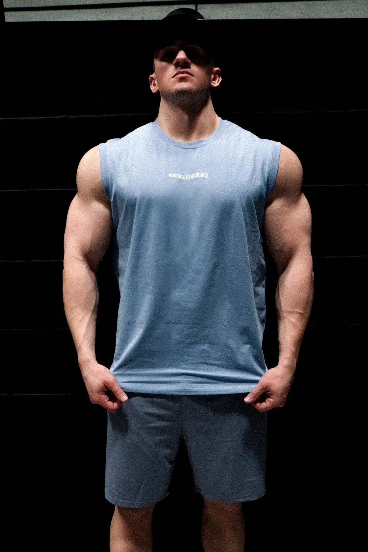 short term lease mass production Sleeveless Muscle Tee - Light Blue