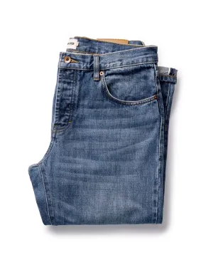 The Straight Jean in Mid Wash Organic Selvedge Built-in shorts