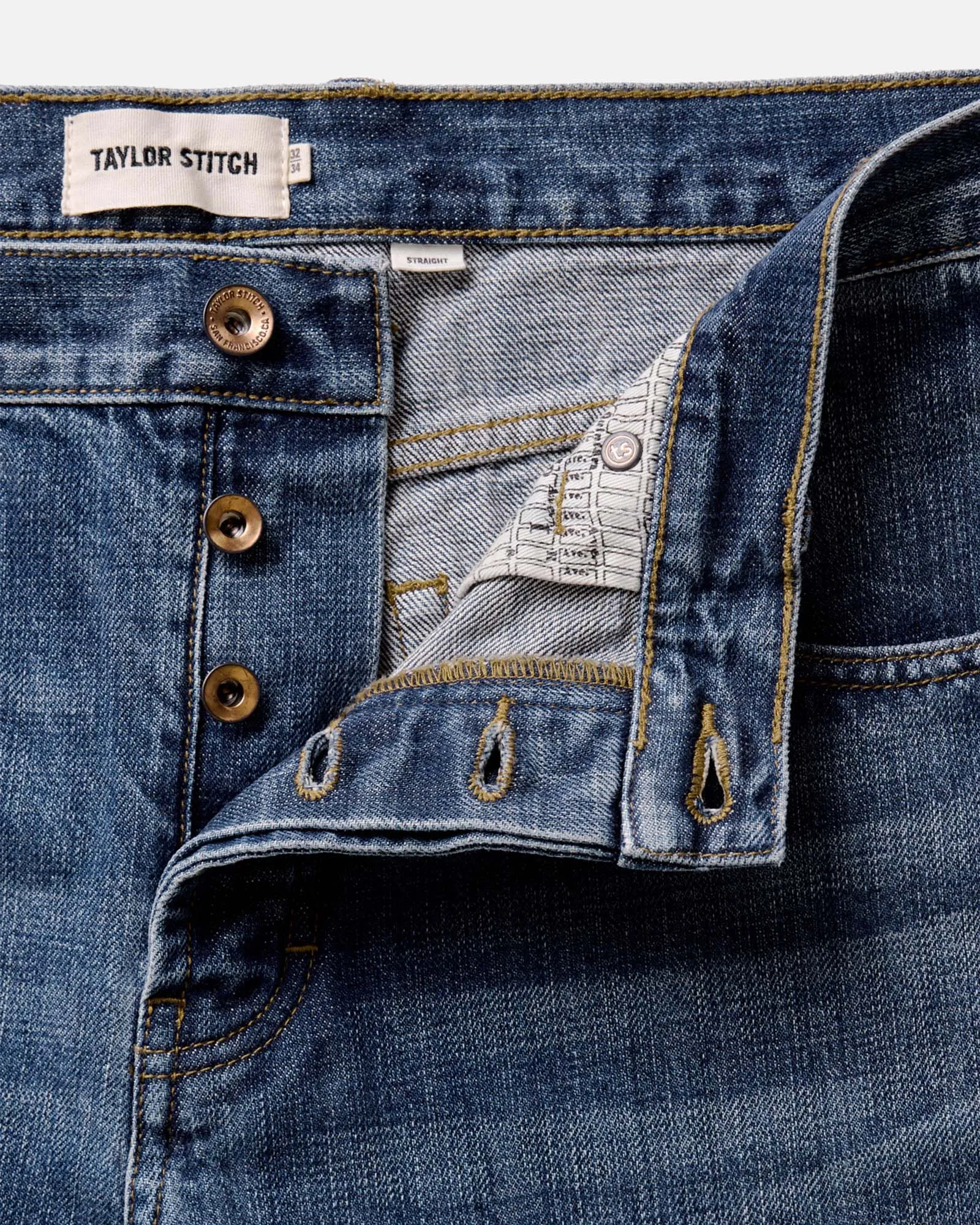The Straight Jean in Mid Wash Organic Selvedge No Fuss Urban Fit