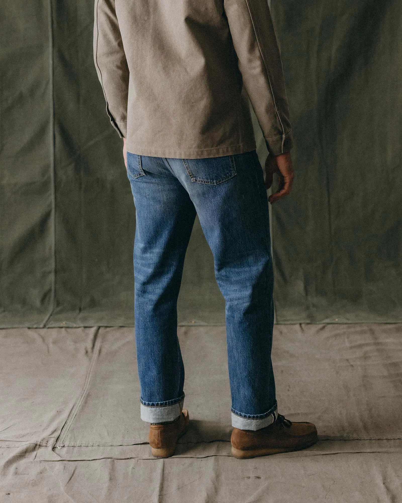 Cozy Casual The Straight Jean in Mid Wash Organic Selvedge