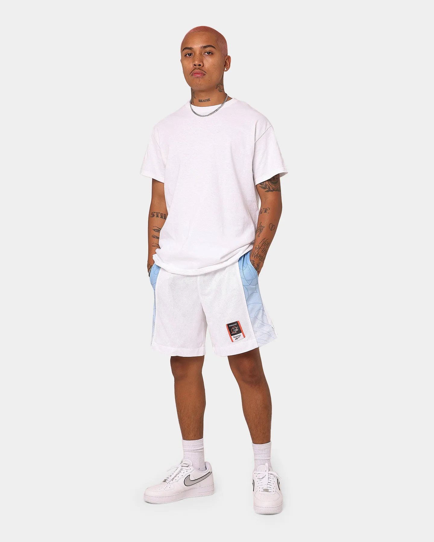 One-of-a-kind Breathable Stretch Reebok Iverson Basketball Shorts White/Essential Blue