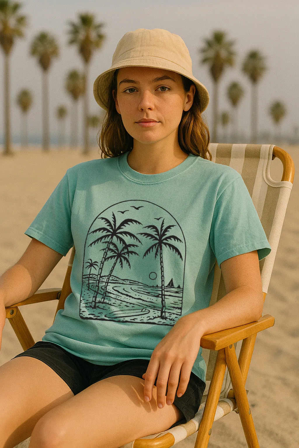 Beach Vibes Tee-Vintage Chalky Mint Popular Versatile Style