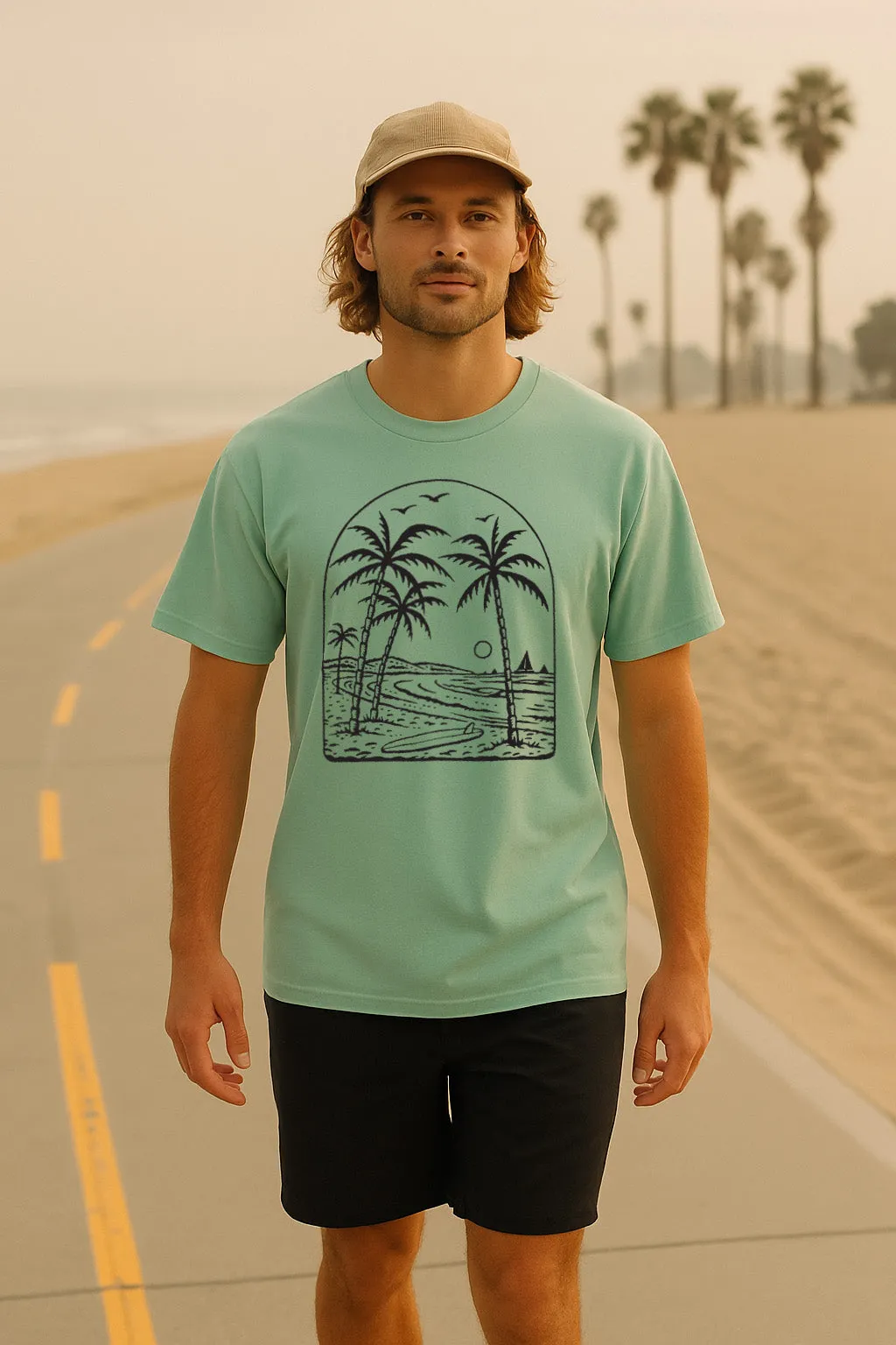 Beach Vibes Tee-Vintage Chalky Mint mix and match Smooth Seam Technology