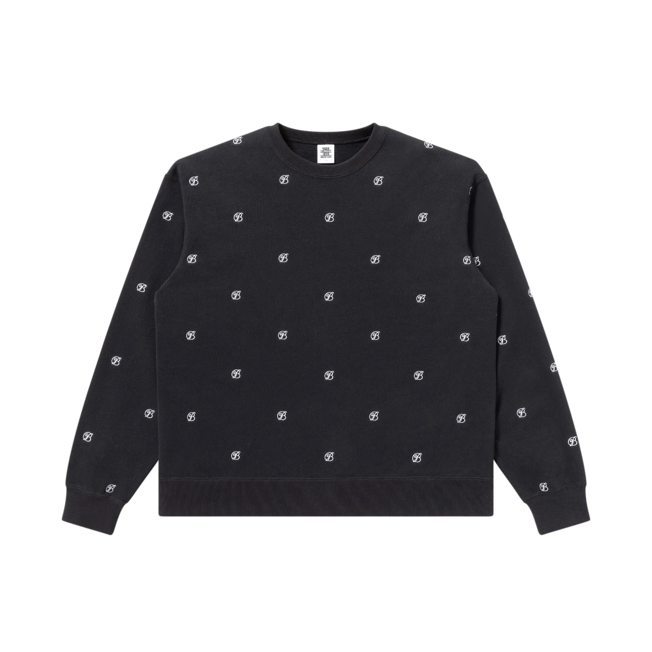 B EMBLEM PATTERNED CREW SWEAT BLACK Half sleeve