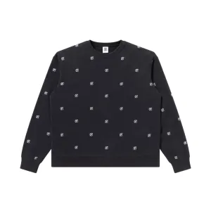 B EMBLEM PATTERNED CREW SWEAT BLACK Stylish Fit