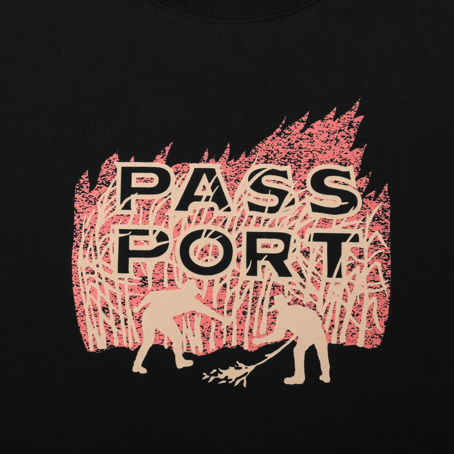 Stretch Knit Organic Cotton Construction Pass~Port Brush Fire Tee - Black