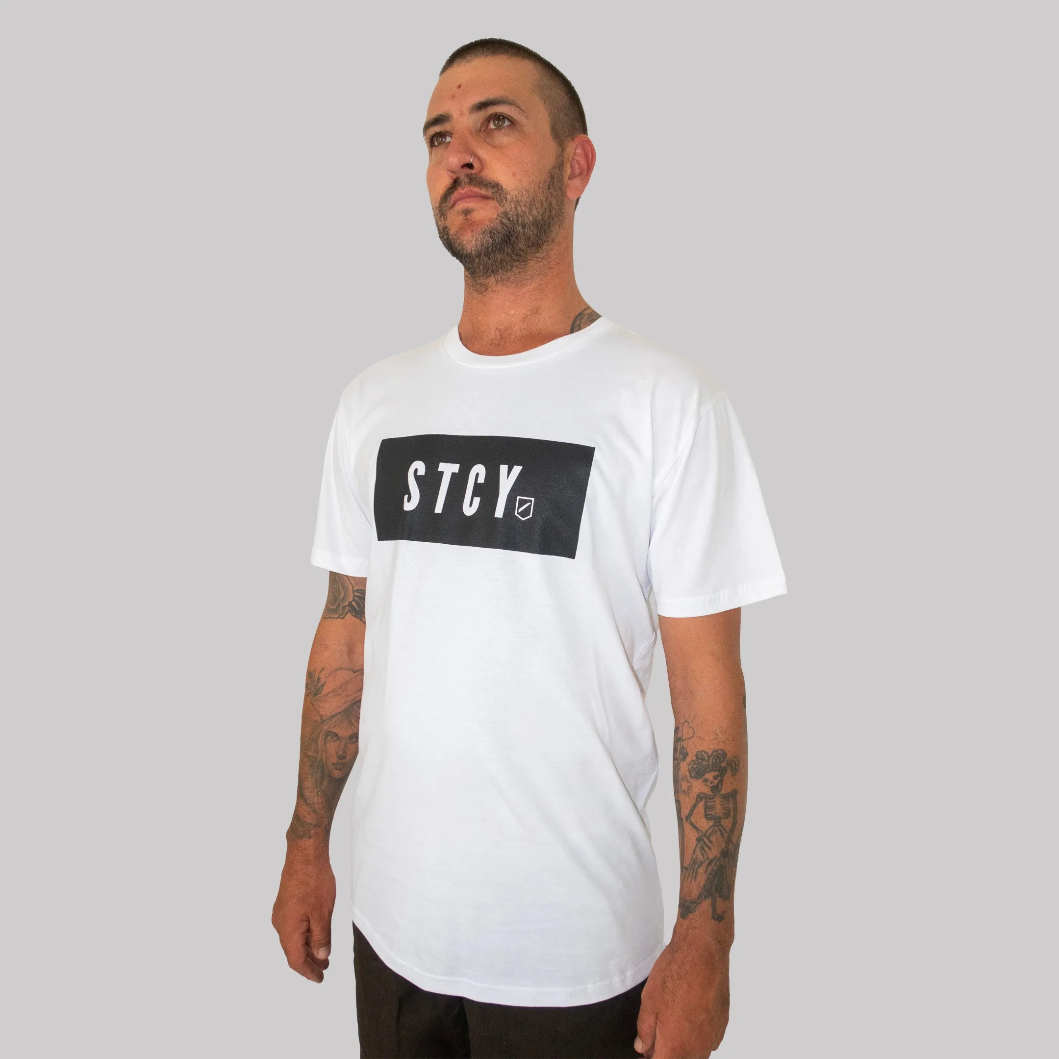 hiking clothes BLOCK TEE / WHITE