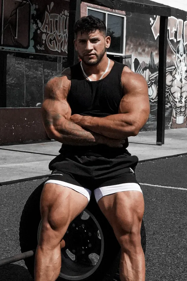 multi crewed Ribbed Muscle Tank Top - Black